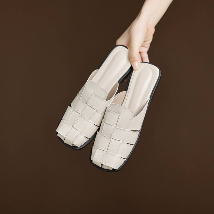Women's Closed Toe Slippers Retro Summer Low Heel - Image 4