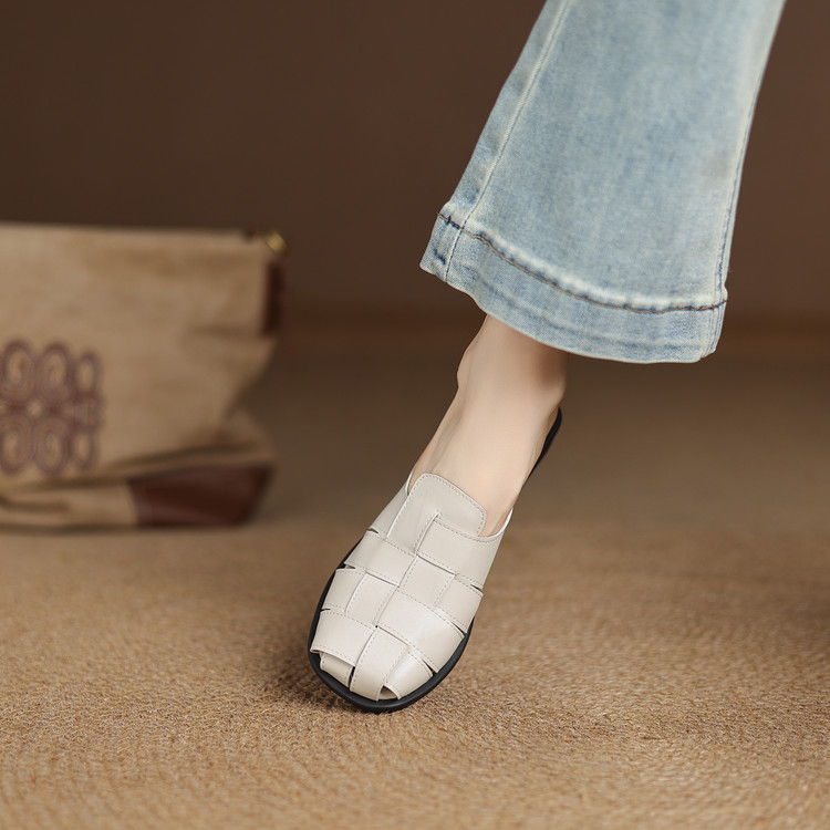 Women's Closed Toe Slippers Retro Summer Low Heel - Image 5