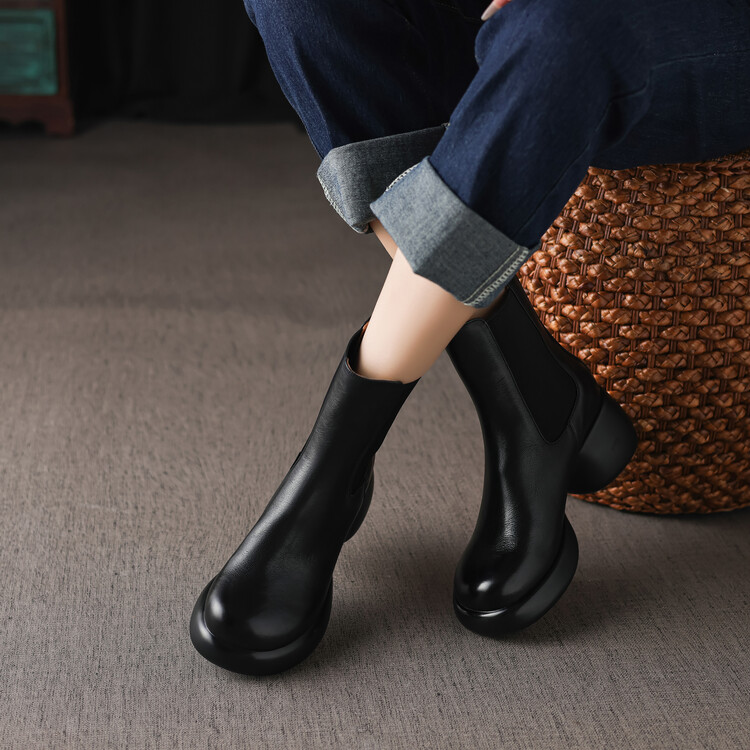 Women's Retro High Heel Ankle Boots in Brown or Black - Image 5