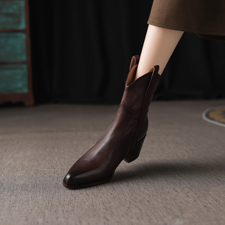 Women's Retro High Heel Ankle Boots with Side Zipper - Image 2