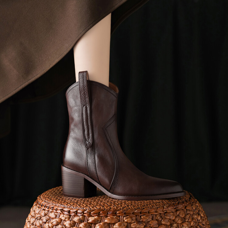 Women's Retro High Heel Ankle Boots with Side Zipper - Image 5