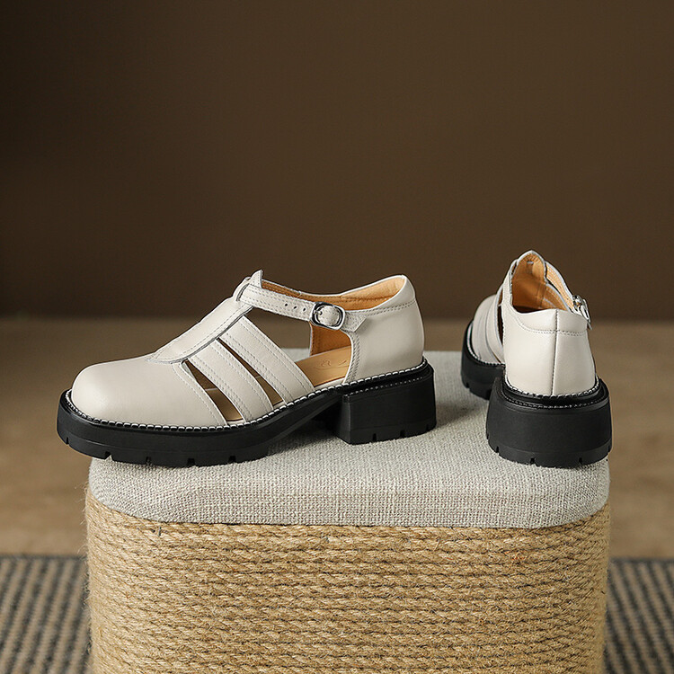 Women's Square Toe T-Strap Sandals Low Top Mid Heel Solid Color - Image 5